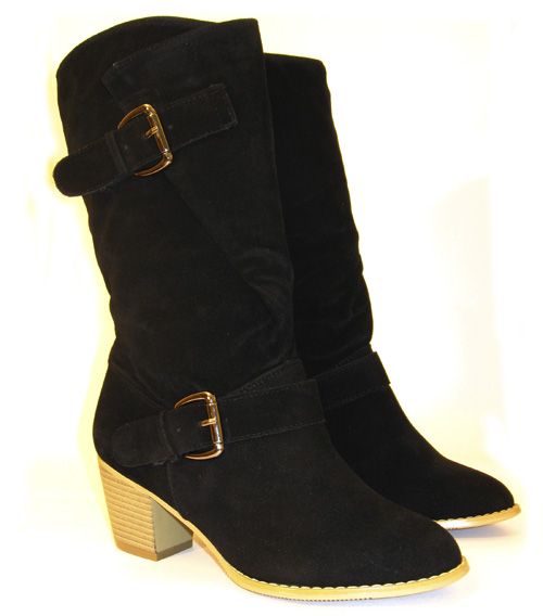 bottes daim noir femme